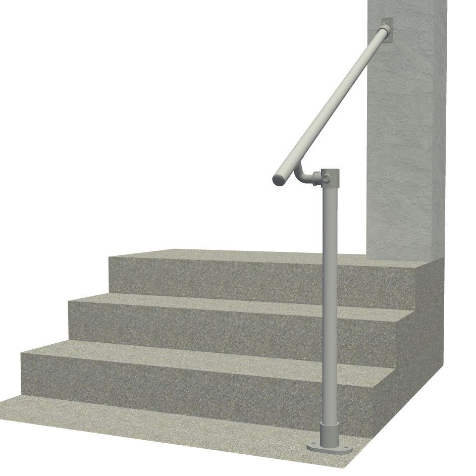 Wall-to-floor accessibility stair handrail, render