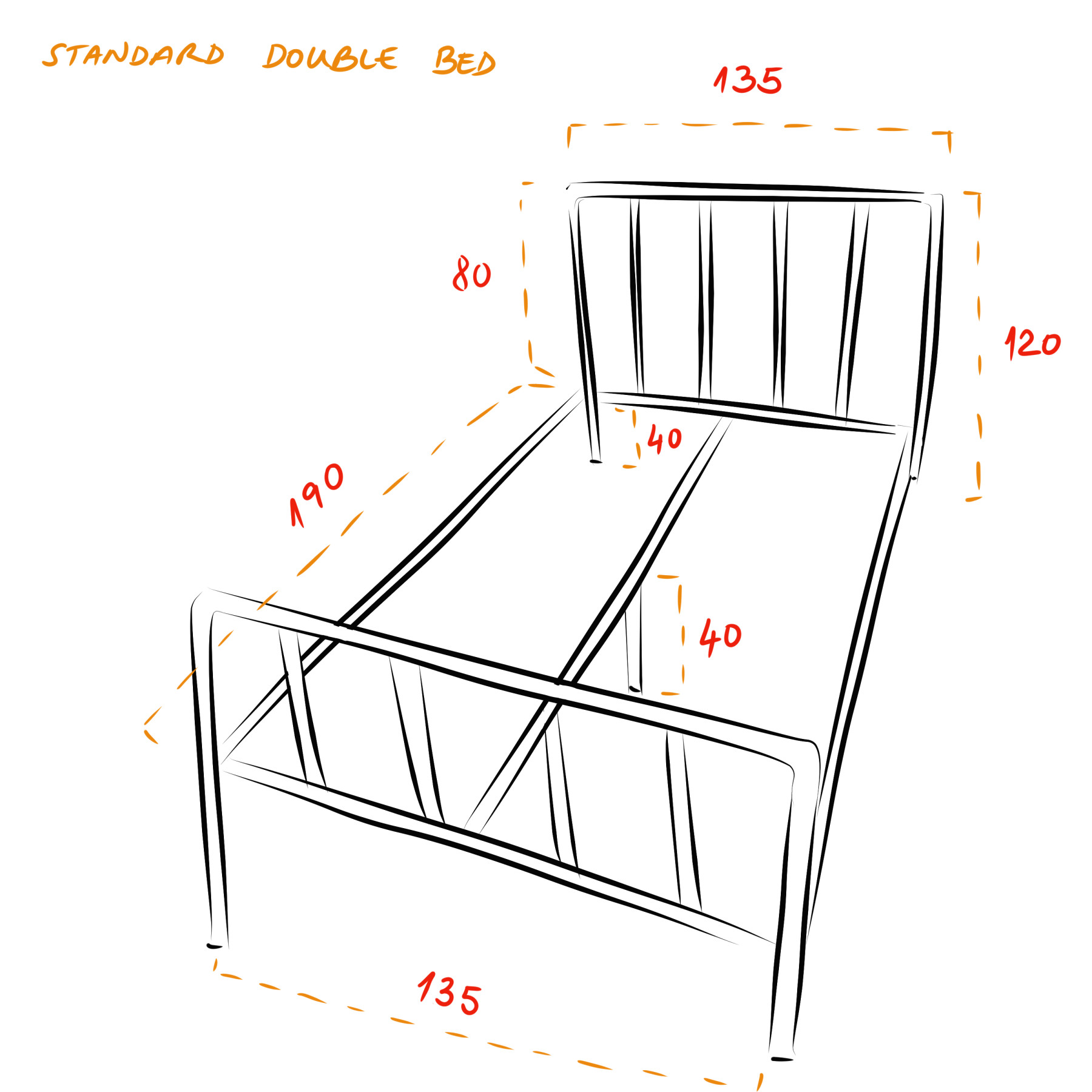 Camden industrial bed frame kit Standard double Simplified Building