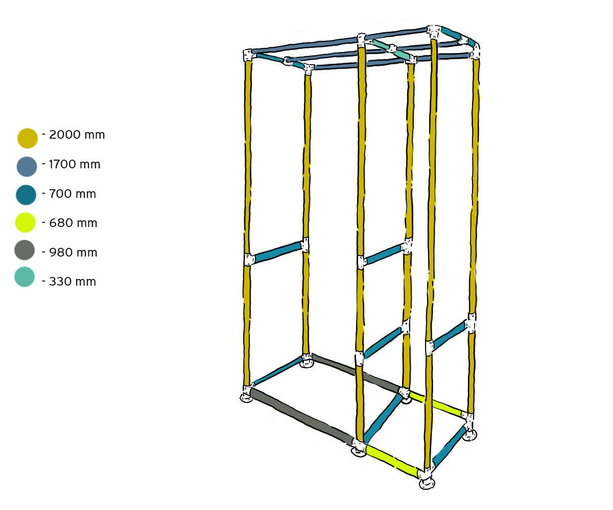 open wardrobe system drawing