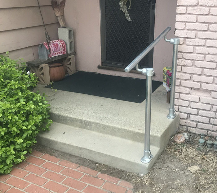 handrail kit on two steps for outdoor use
