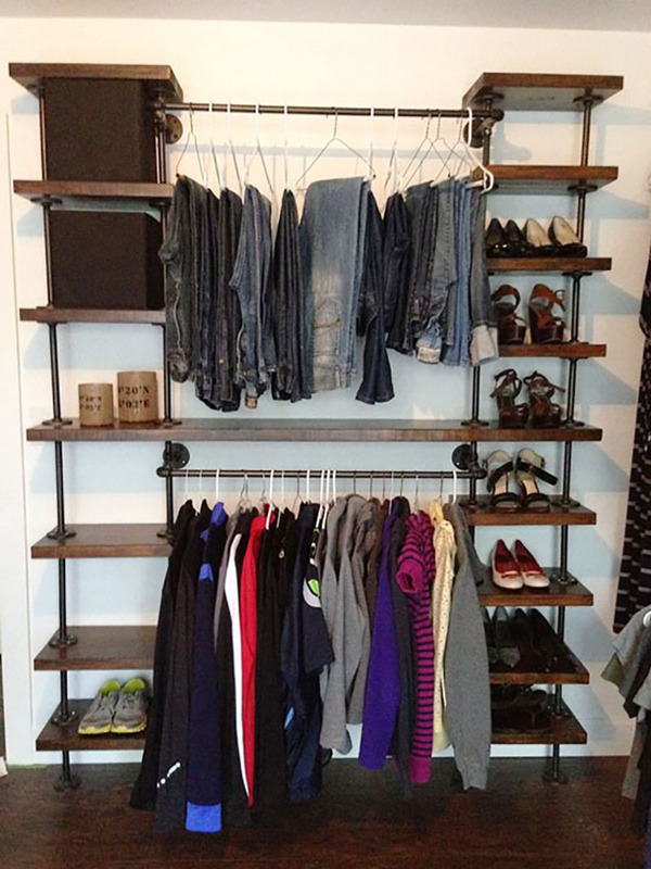 multi shelved clothing rack